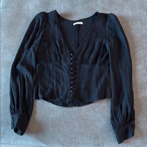 Reformation Black V-neck Women's Top with button front